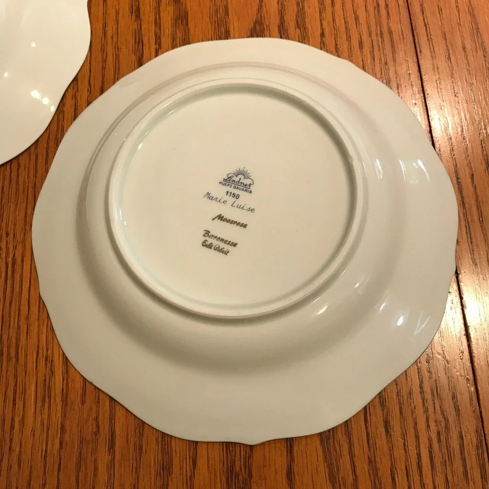 Rare‎ Vintage Lindner Kueps Bavaria Two Shallow Bowls22K Gold Trim Porcelain